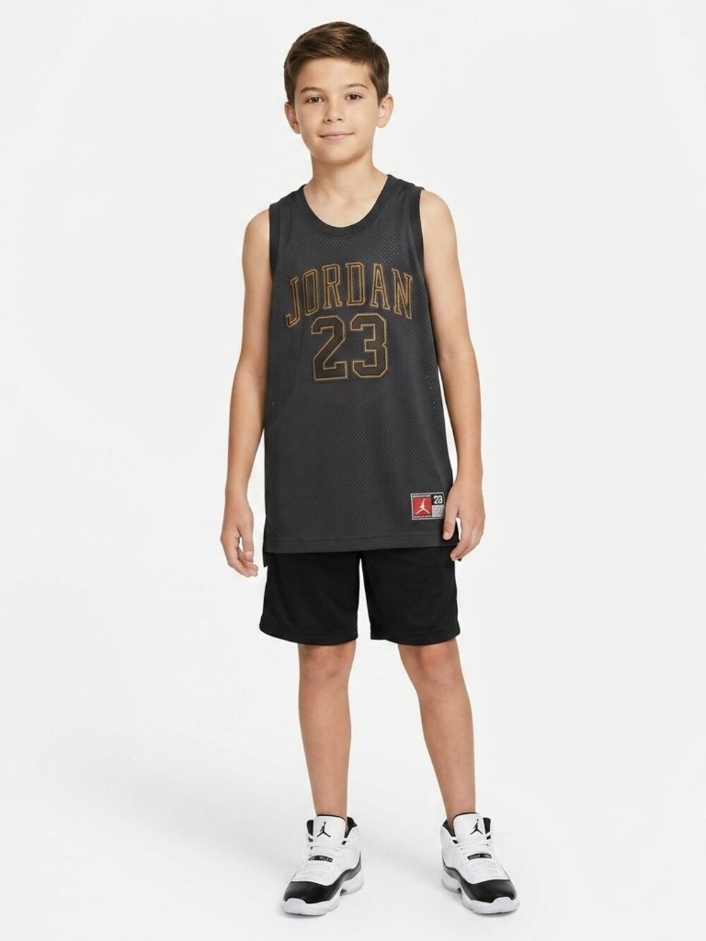 JORDAN BRAND Boy's Sleeveless Mesh Jersey with Gold Applique 23 - Size 12